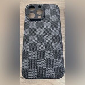 Elegant Black Checkered Case for 15 Pro Max